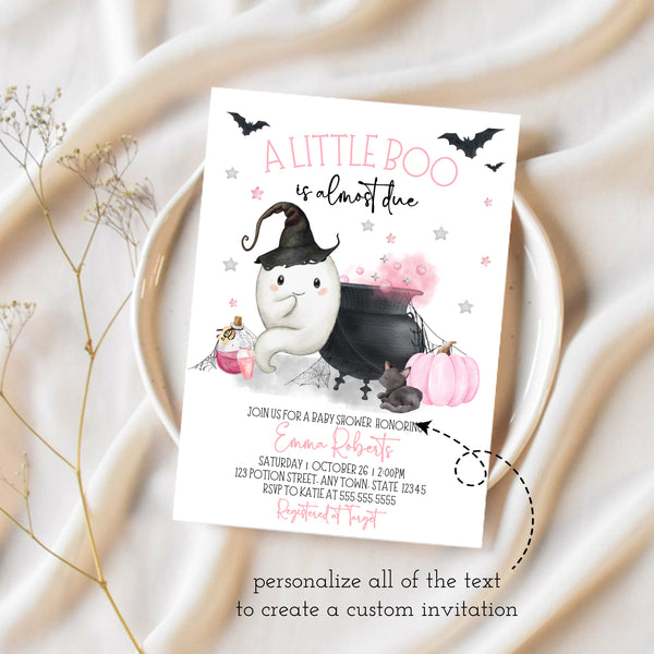 Halloween Baby Shower Invites | A Little Boo Is Almost Due
