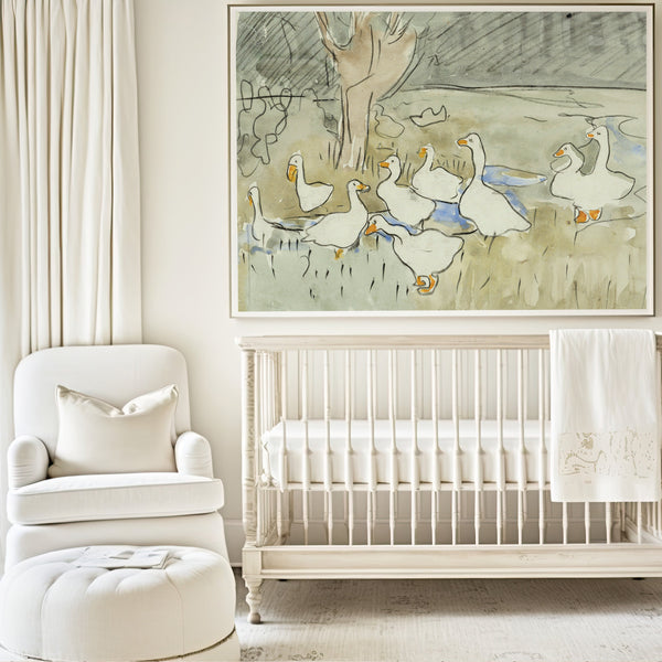 Vintage Art For Nursery | Abstract Duck Painting | Ollie + Hank