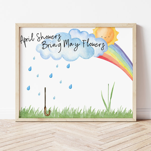 Spring Handprint Art | April Showers Bring May Flowers Craft | Ollie + Hank