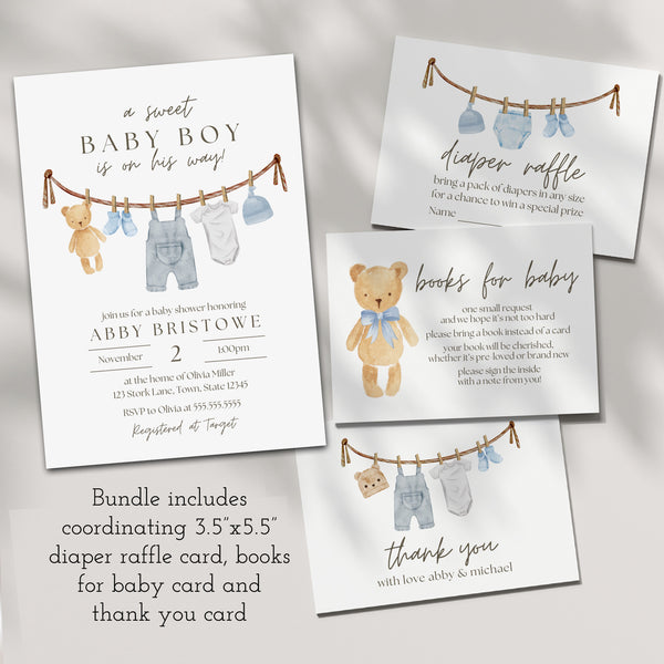 A Sweet Baby Boy | Baby Boy Shower Invitations | Ollie + Hank