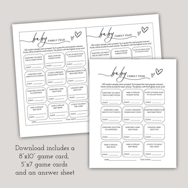 Baby Shower Game Trivia | Baby Shower Family Feud | Ollie + Hank