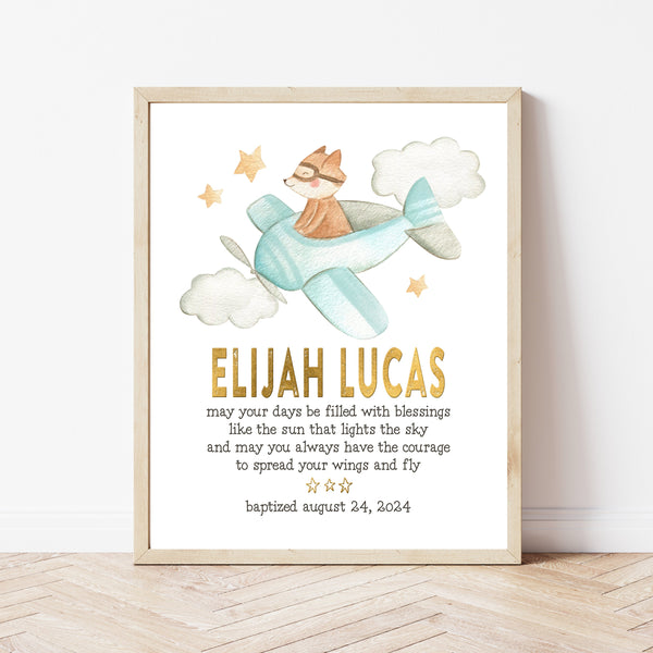 Baptism Gift For Godson | Fox Blessing Print | Ollie + Hank