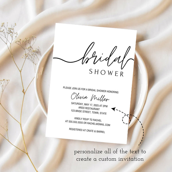 Bridal Shower Invitation | Black And White Bridal Shower | Ollie + Hank