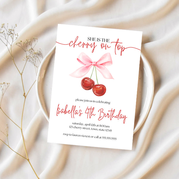 Cherry Birthday Party Theme | Cherry On Top Invitation | Ollie + Hank