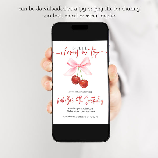 Cherry Birthday Party Theme | Cherry On Top Invitation | Ollie + Hank