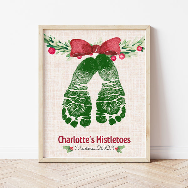 Christmas Crafts For Infants | Mistletoes Footprint Art | Ollie + Hank