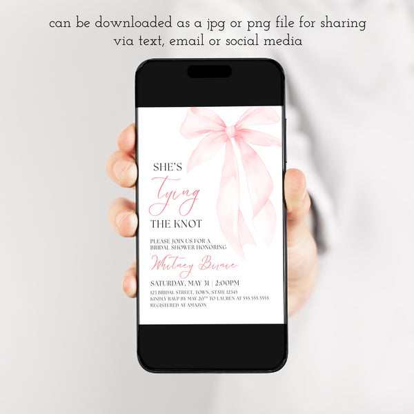 She's Tying The Knot Bridal Shower | Coquette Pink Bow Invitation | Ollie + Hank