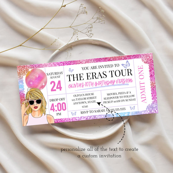 Taylor Swift Birthday Invitation | Eras Tour Party | Editable | Printable | Ollie + Hank