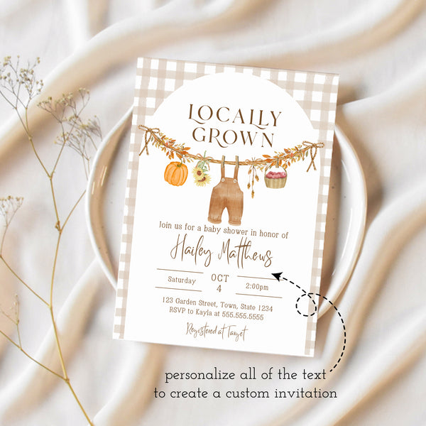 Locally Grown Baby Shower | Fall Farmers Market Baby Shower Invitation | Ollie + Hank