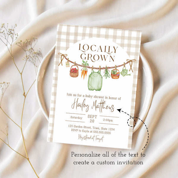 Locally Grown Baby Shower | Farmers Market Baby Shower Invitation | Ollie + Hank