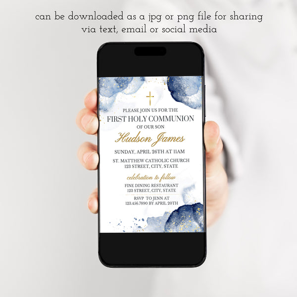 First Communion Invitation Template | Ollie + Hank