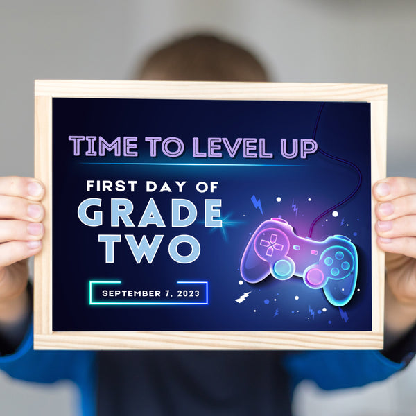 First Day Of Second Grade Sign | Gamer Back To School Signs | Ollie + Hank