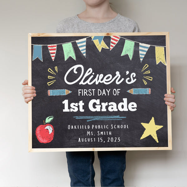 First Day Of School Sign Chalkboard | First/Last Day Of School Signs | Ollie + Hank
