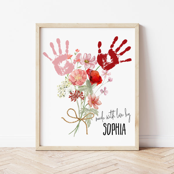 Flower Handprint Craft | Valentine Handprint Art | Ollie + Hank