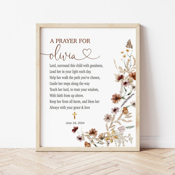 Goddaughter Christening Gift | Personalized Prayer Print | Ollie + Hank