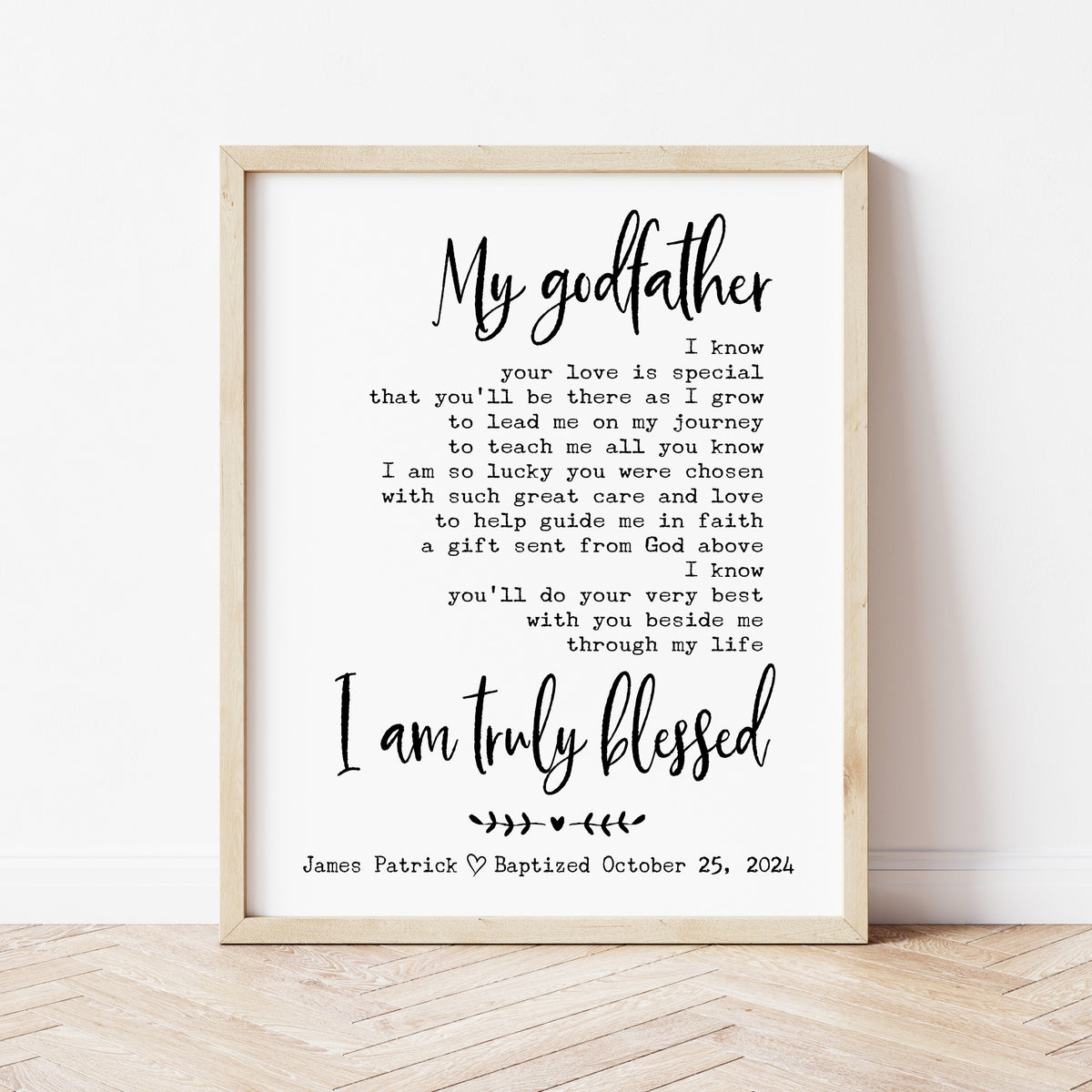 Godfather Baptism Gift | Godfather Poem | Ollie + Hank, image size:1200x1200