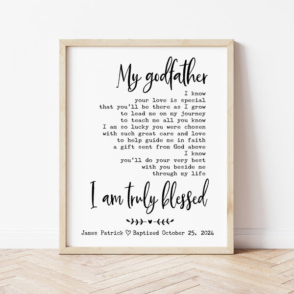 Godfather Baptism Gift | Godfather Poem | Ollie + Hank