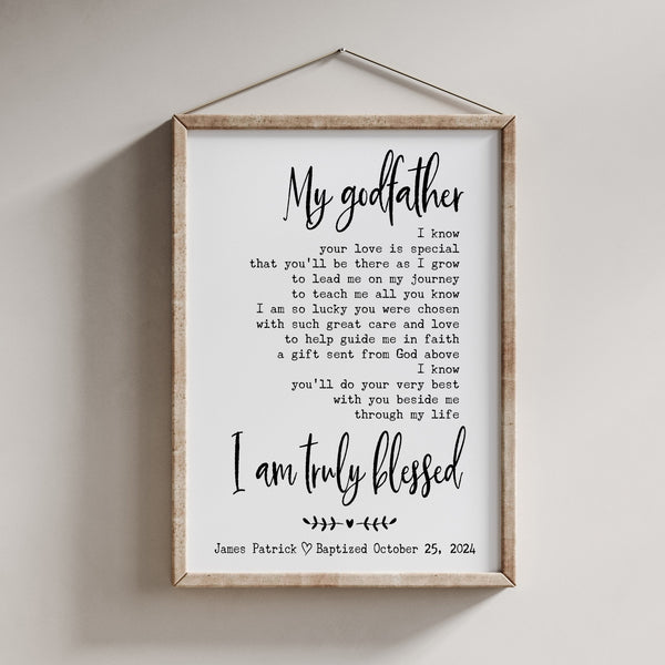 Godfather Baptism Gift | Godfather Poem | Ollie + Hank