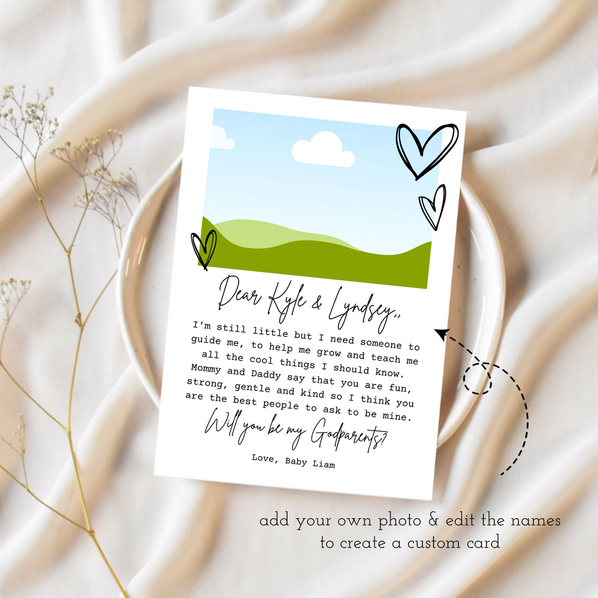 Will You Be My Godparent Card | Godparent Proposal Card | Ollie + Hank, image size:1200x1200