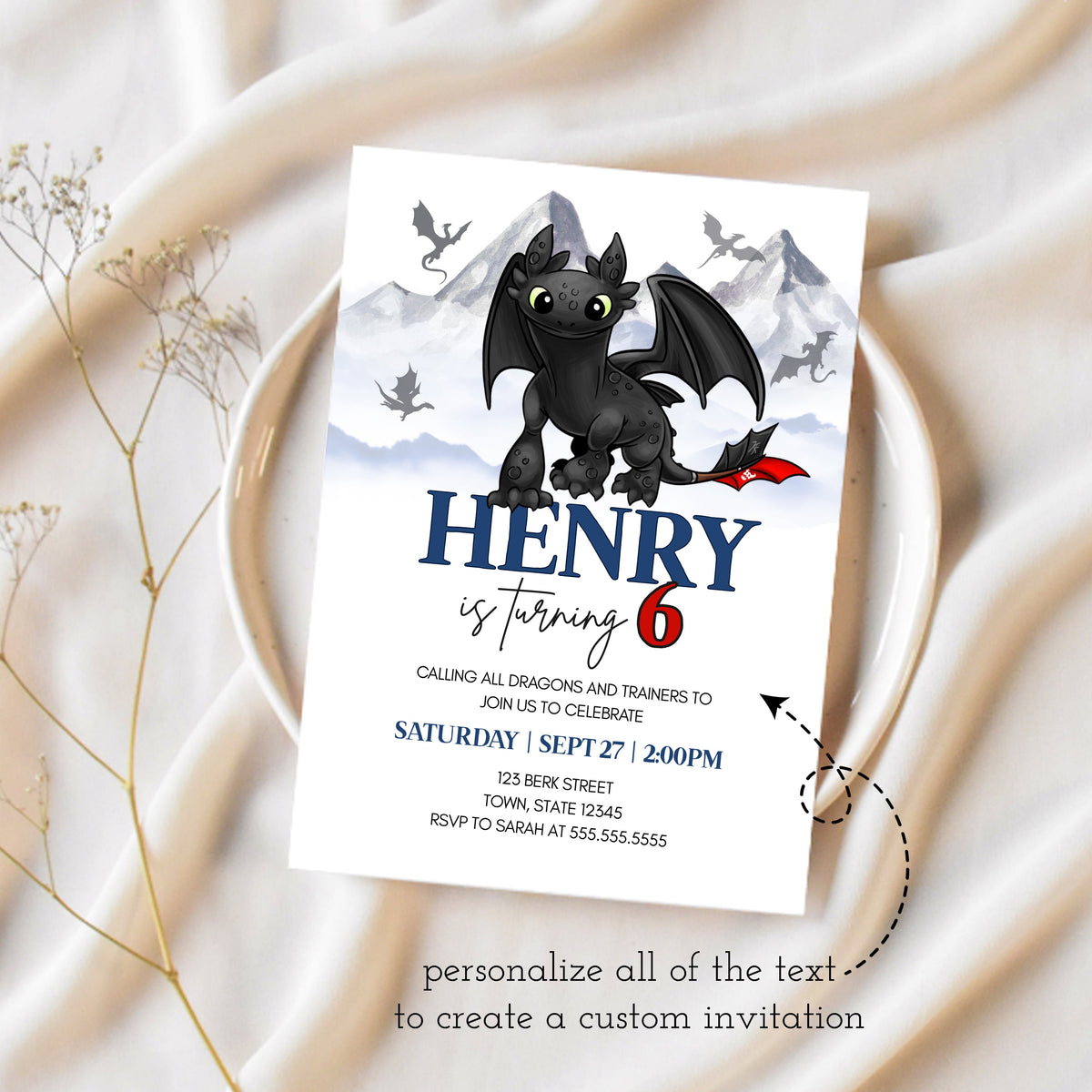 How To Train Your Dragon Party Invitations - 8 Cards With Envelopes 4.5x8.38 Inches