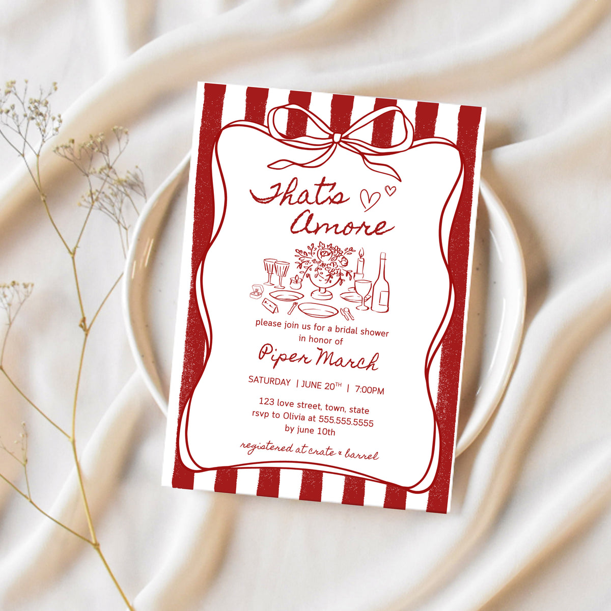 Italian Bridal Shower Theme | That's Amore Bridal Shower Invite