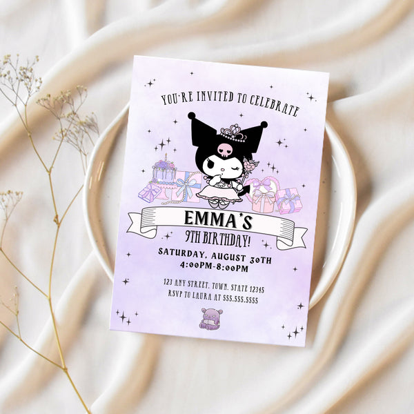 Kawaii Birthday Invitation | Kuromi Birthday | Ollie + Hank