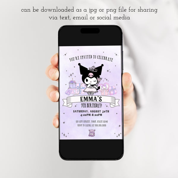 Kawaii Birthday Invitation | Kuromi Birthday | Ollie + Hank