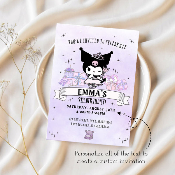 Kawaii Birthday Invitation | Kuromi Birthday | Ollie + Hank