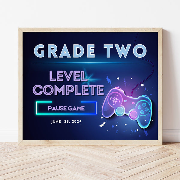 Last Day Of 2nd Grade Sign | Gamer Back To School Signs | Ollie + Hank