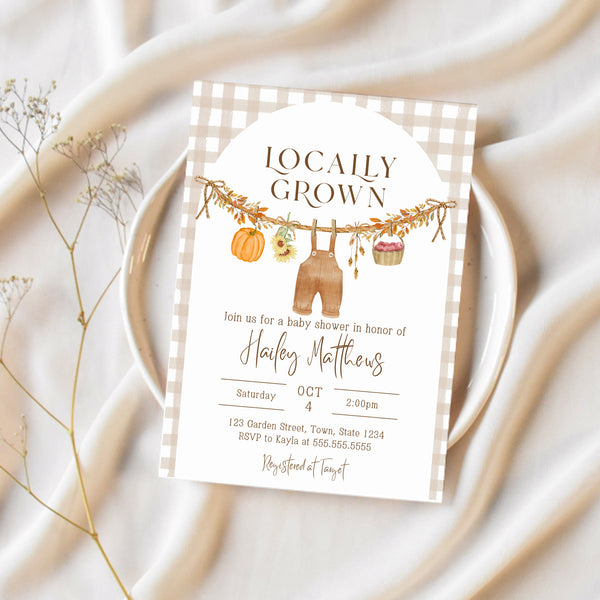 Locally Grown Baby Shower | Fall Farmers Market Baby Shower Invitation | Ollie + Hank