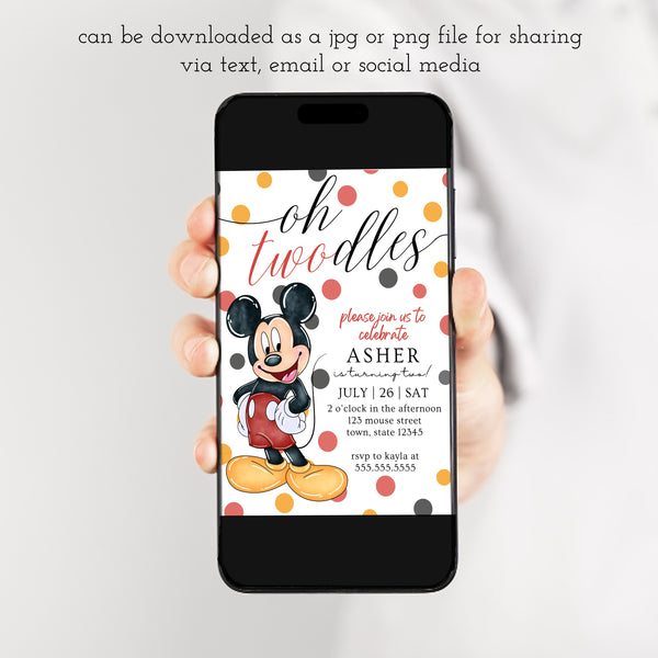 Oh Twodles Birthday Invitation | Mickey Mouse Birthday Invitation | Ollie + Hank
