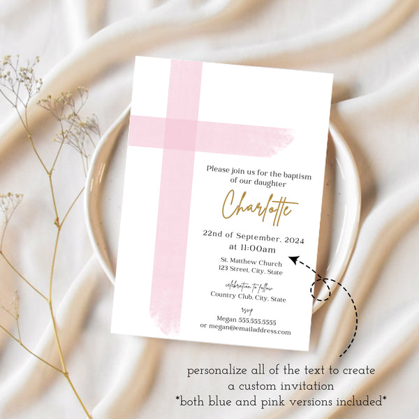 Baptism Invitation Card | Modern Baptism Invitation | Ollie + Hank