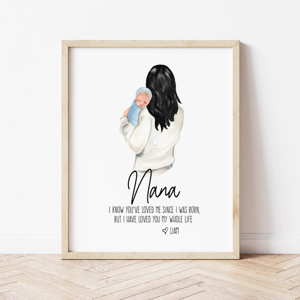 Mothers Day Gift For New Grandma | Grandma & Baby Print | Ollie + Hank