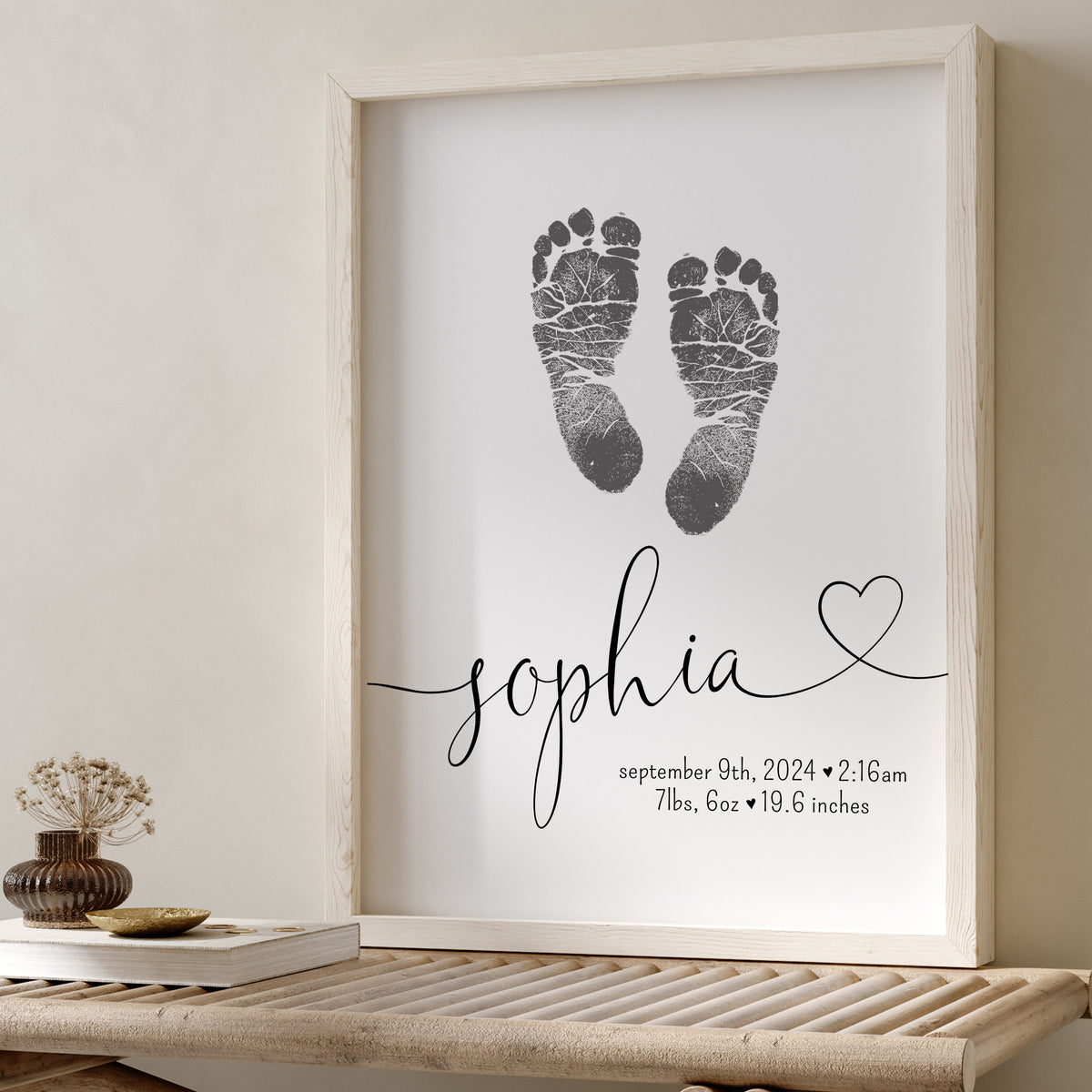 Baby Name Art Baby Footprint Keepsake Ollie Hank