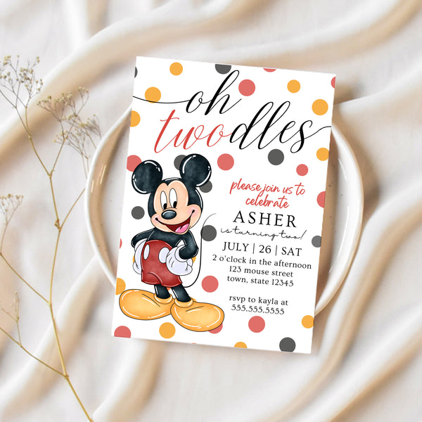 Oh Twodles Birthday Invitation | Mickey Mouse Birthday Invitation | Ollie + Hank