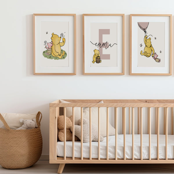 Winnie The Pooh Nursery Prints | Personalized Name Wall Art | Ollie + Hank