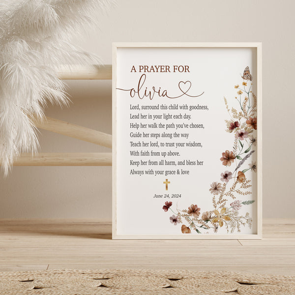 Goddaughter Christening Gift | Personalized Prayer Print | Ollie + Hank