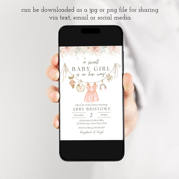 Baby Girl Shower Invitation | Boho Baby Shower Invitation | Ollie + Hank