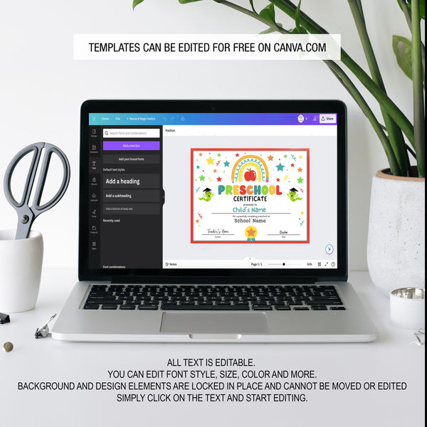 Preschool Graduation Certificate Editable | Ollie + Hank