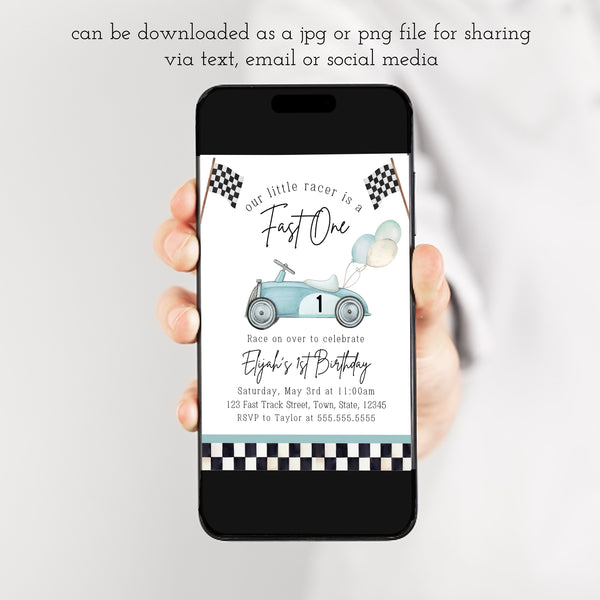 Fast One Birthday Party | Race Car Birthday Invitation | Ollie + Hank