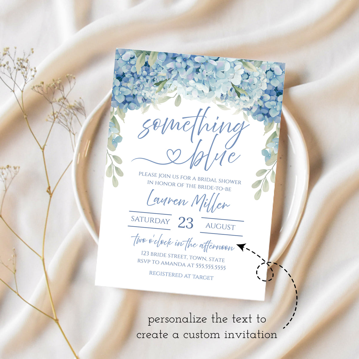 Floral Bridal Shower Invitation | Something Blue Bridal Shower