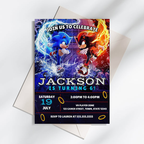 Sonic Birthday Invitations | Sonic The Hedgehog Birthday Invitations | Ollie + Hank