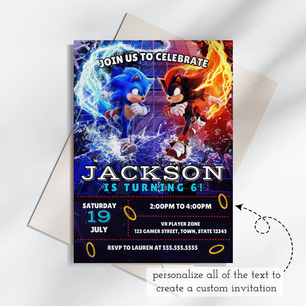 Sonic Birthday Invitations | Sonic The Hedgehog Birthday Invitations | Ollie + Hank