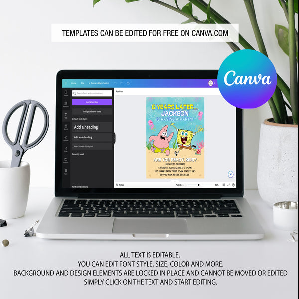 Spongebob Invitation Template | Spongebob Birthday Party | Ollie + Hank