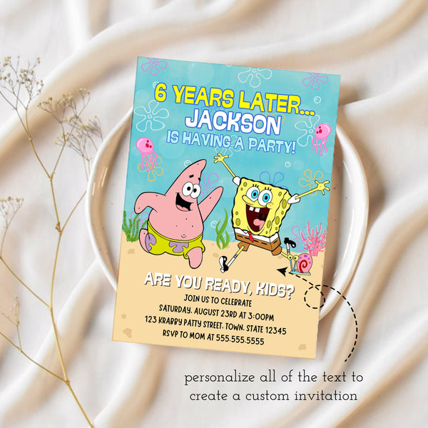 Spongebob Invitation Template | Spongebob Birthday Party | Ollie + Hank