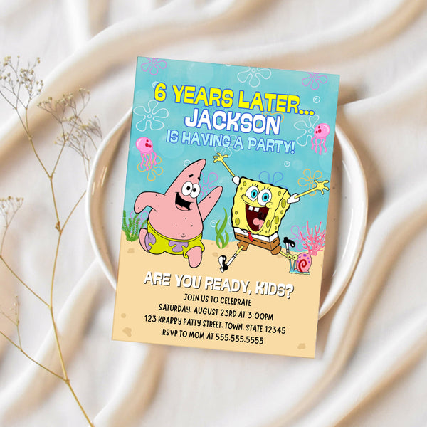 Spongebob Invitation Template | Spongebob Birthday Party | Ollie + Hank
