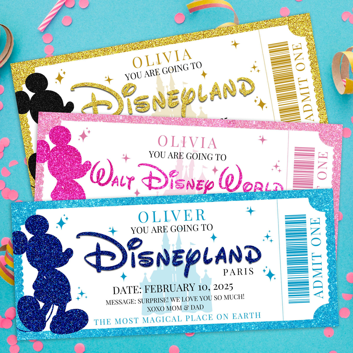 Disney Reveal Ideas | Surprise Disney Ticket | Ollie + Hank for Free Printable Disneyland Paris Tickets
