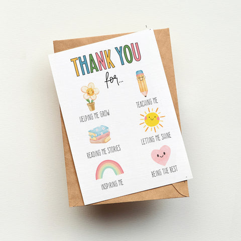 Teacher Appreciation Card Printable | Thank You For Helping Me Grow Card | Ollie + Hank