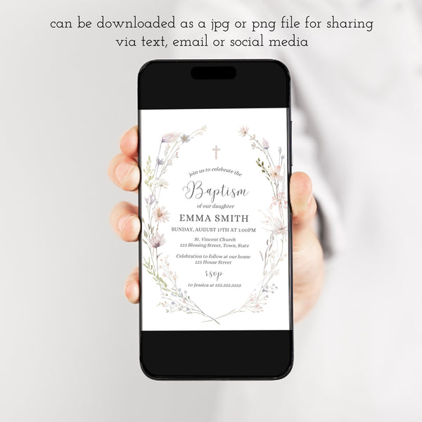 Baby Girl Baptism Invitation| Baptism Invitation Template | Ollie + Hank