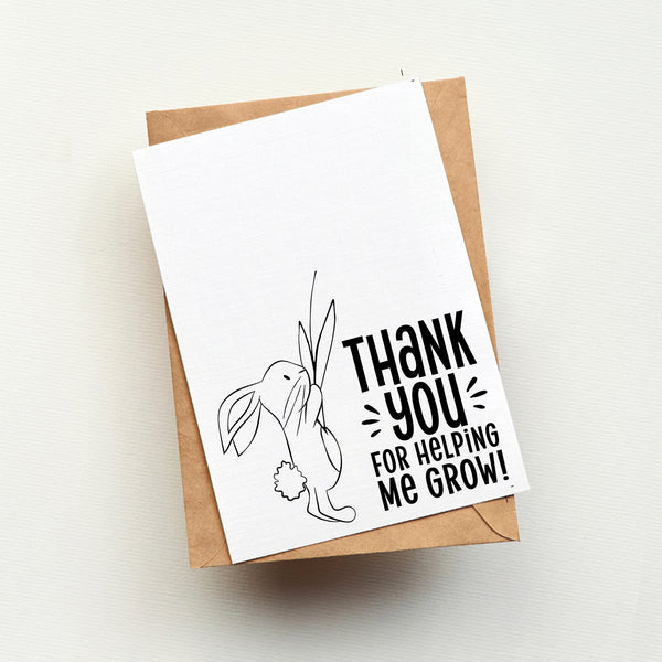 Thank You Card Daycare Teacher | Thank You For Helping Me Grow Card | Ollie + Hank